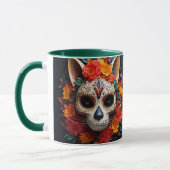 Sugar Skull Cat with Flowers Mok (Links)