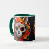 Sugar Skull Cat with Flowers Mok (Voorkant links)