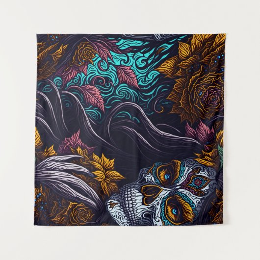 Sugar Skull Catrina Wandkleed (Voorkant (horizontaal))