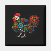 Sugar Skull Chicken Dia De Muertos Halloween Day O Magneet (Voorkant)