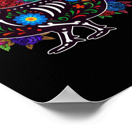 Sugar Skull Chicken Dia De Muertos Halloween Day O Poster (Hoek)