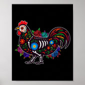 Sugar Skull Chicken Dia De Muertos Halloween Day O Poster (Voorkant)