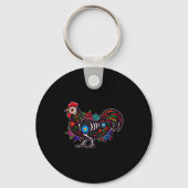 Sugar Skull Chicken Dia De Muertos Halloween Day O Sleutelhanger (Voorkant)