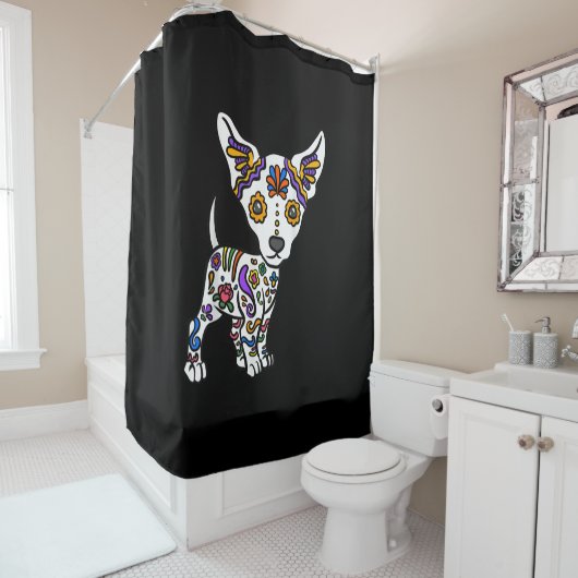 Sugar Skull Chihuahua Douchegordijn (In situ)