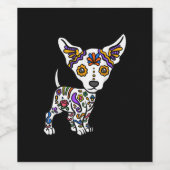 Sugar Skull Chihuahua Wijn Etiket (Enkel label)