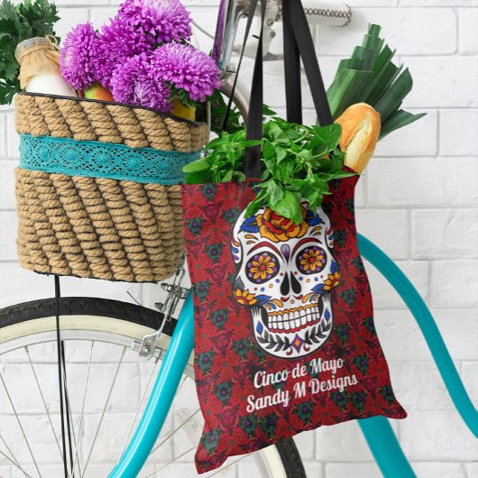 Sugar Skull Cinco de Mayo Add Name All-Over-Print Tote Bag