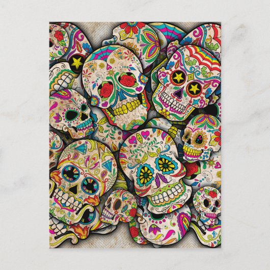 Sugar Skull Collage Briefkaart (Voorkant)