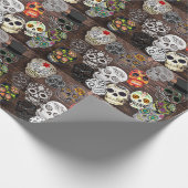 Sugar Skull Collage Halloween Cadeaupapier (Hoek)
