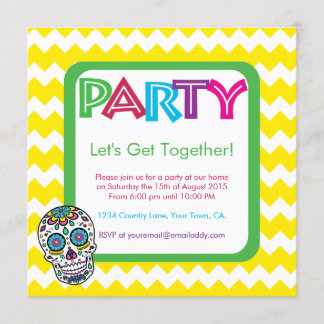 Sugar Skull Color Party-uitnodiging Kaart