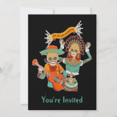 Sugar Skull Couple Dia de los Muertos Invitation Kaart (Voorkant)