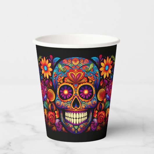 Sugar Skull Dag van de Dode Kleurrijke Papieren Be Bekers (Voorkant)
