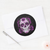 Sugar Skull Dag van de Dode Skeletten Mannen Vrouw Ronde Sticker (Envelop)