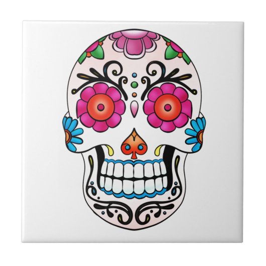 Sugar Skull - Dag van de Doden, Tattoo Tegeltje (Voorkant)