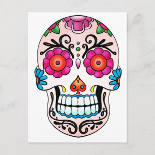 Sugar Skull - Dag van de dood, Tattoo, Mexico Briefkaart