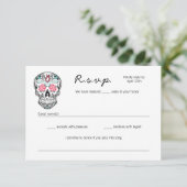 Sugar Skull Dancing Skeletons Wedding RSVP kaarten (Staand voorkant)