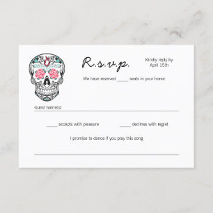 Sugar Skull Dancing Skeletons Wedding RSVP kaarten Kaartje