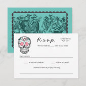 Sugar Skull Dancing Skeletons Wedding RSVP kaarten Kaartje (Voorkant / Achterkant)