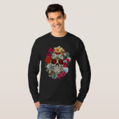 Sugar Skull Day Of Dead Dia De Los Muertos Flowers T-shirt (Voorkant volledig)