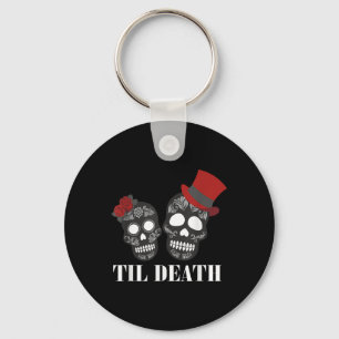 Sugar Skull Day of Dead Getrouwd paar Bruiloftsbri Sleutelhanger