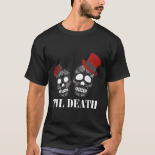 Sugar Skull Day of Dead Getrouwd paar Bruiloftsbri T-shirt