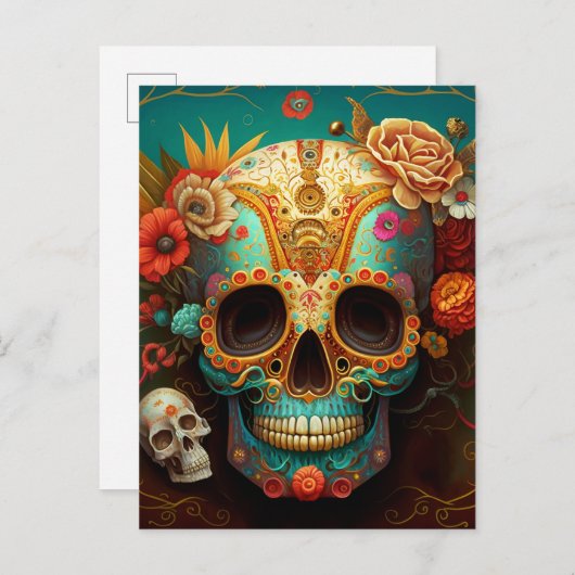 Sugar Skull Day Of The Dead Briefkaart (Voorkant / Achterkant)