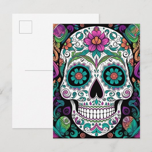 Sugar Skull Day Of The Dead Briefkaart (Voorkant / Achterkant)