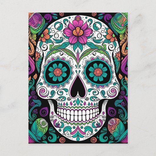 Sugar Skull Day Of The Dead Briefkaart (Voorkant)