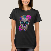 Sugar Skull Day Of The Dead Cool Bone Head Skulls  T-shirt (Voorkant)