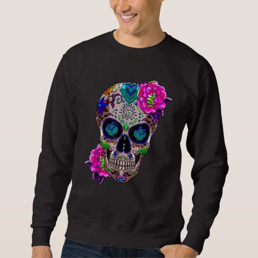Sugar Skull Day Of The Dead Cool Bone Head Skulls  Trui (Voorkant)