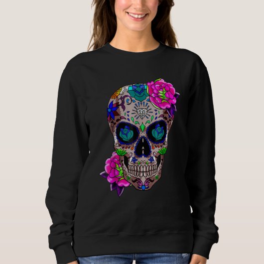Sugar Skull Day Of The Dead Cool Bone Head Skulls  Trui (Voorkant)