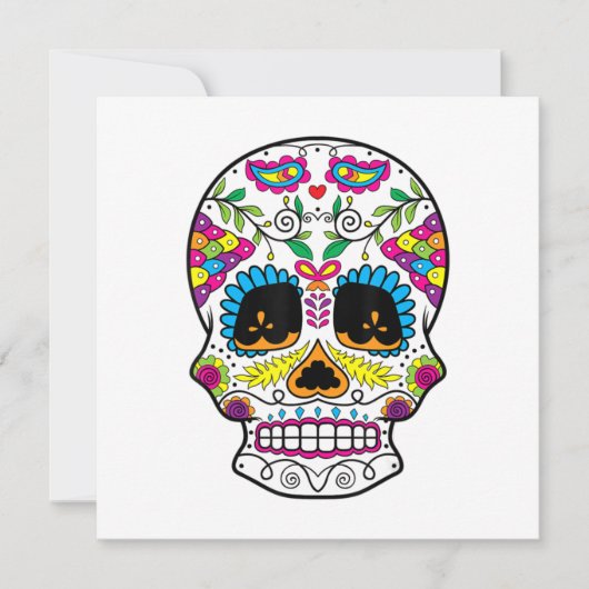 Sugar Skull Day of the Dead Dia de Los Muertos Art Bedankkaart (Voorkant)