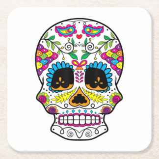 Sugar Skull Day of the Dead Dia de Los Muertos Art Kartonnen Onderzetters