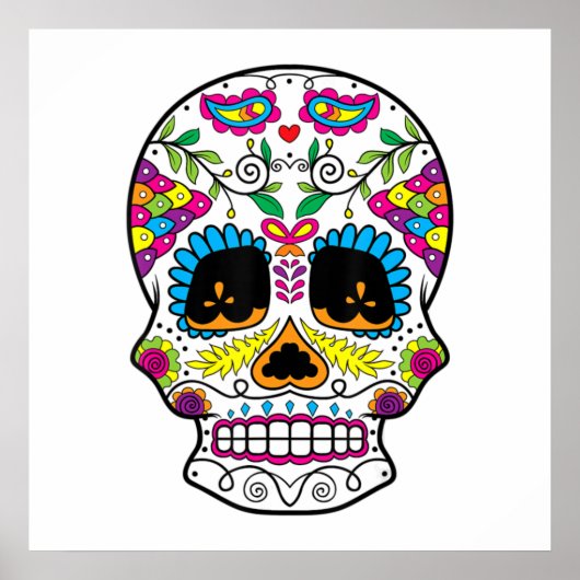 Sugar Skull Day of the Dead Dia de Los Muertos Art Poster (Voorkant)