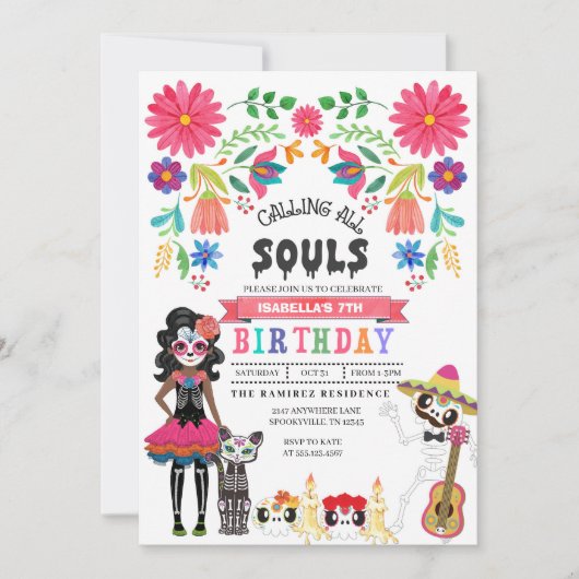 Sugar Skull Day of the Dead Halloween Verjaardag Kaart (Voorkant)