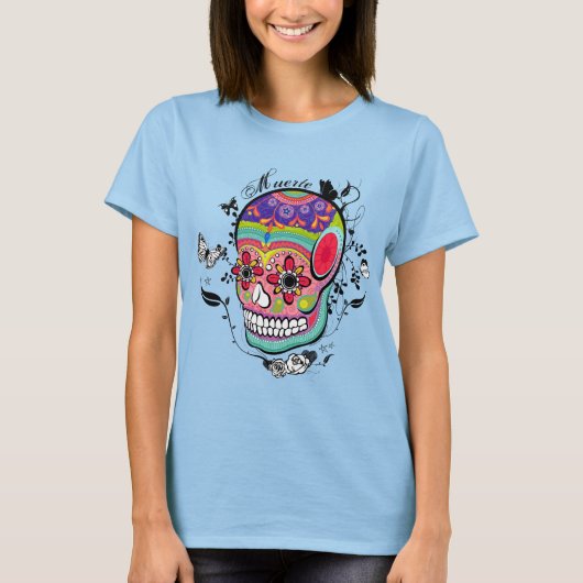 Sugar Skull Day of the Dead Illustration. T-shirt (Voorkant)