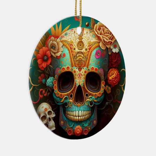 Sugar Skull Day Of The Dead Keramisch Ornament (Rechts)