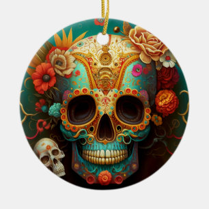 Sugar Skull Day Of The Dead Keramisch Ornament