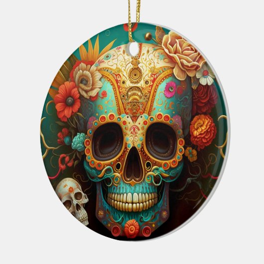 Sugar Skull Day Of The Dead Keramisch Ornament (Links)