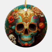 Sugar Skull Day Of The Dead Keramisch Ornament (Achterkant)