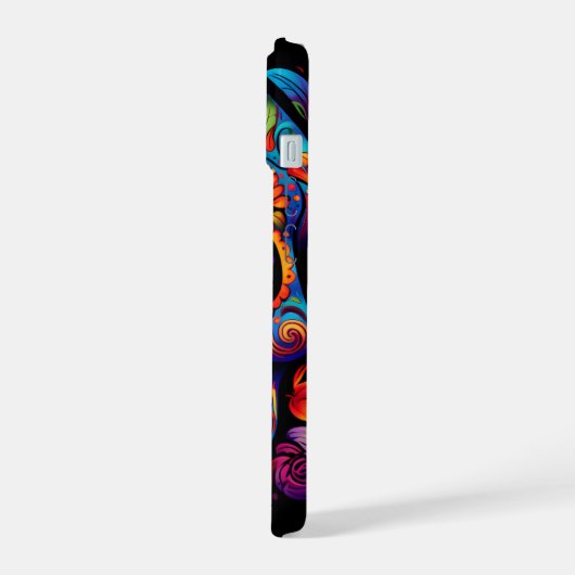 Sugar Skull Day of the Dead Kleurrijk iPhone 15 Case (Linkerkant)