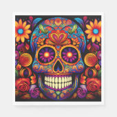 Sugar Skull Day of the Dead Kleurrijk Papier Servet (Voorkant)