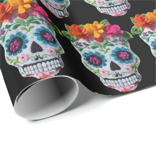 Sugar Skull Day of the Dead Mexican Celebration Cadeaupapier (Rol Hoek)