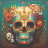 Sugar Skull Day Of The Dead Sticker (Voorkant)