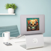 Sugar Skull Day Of The Dead Sticker (Laptop op bureau)