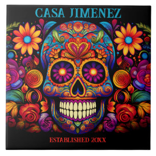 Sugar Skull Day of the Dead Wedding Gift Tegel Tegeltje