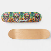 Sugar Skull Day van de dode bloem gepersonaliseerd Persoonlijk Skateboard (Horizontaal)