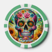 Sugar Skull Day van de dode bloem gepersonaliseerd Poker Chips (Voorkant)