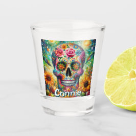 Sugar Skull Day van de dode bloem gepersonaliseerd Shot Glas