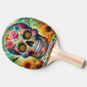 Sugar Skull Day van de dode bloem gepersonaliseerd Tafeltennisbatje (Zijkant)