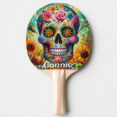 Sugar Skull Day van de dode bloem gepersonaliseerd Tafeltennisbatje (Voorkant)